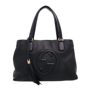 GUCCI SOHO Leather Working 2way Tote Shoulder Bag Black
